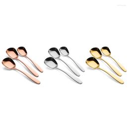 Coffee Scoops 3 Pcs/Set Stainless Steel Flat Spoons Chinese Silver Soup Tea Dinner Gold Spoon Sets Kitchen Accessories