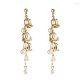 Stud Earrings 6 Pair /lot Fashion Jewelry Metal Flower Pearl Tassel For Women