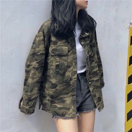 Women's Jackets Military Style Spring Camouflage Jacket Women Plus Size Casual Embroidery Long Sleeve Loose Coats Female C97 230919