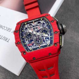 Richarmilles Watch Automatic Mechanical Watches Movement wristwatch Swiss Seires Mens RM1103 Red Devil Limited Edition Tourbillon Fully Hollow Manual Leisure Bu