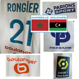 Home Textile 2023 OMTFC Solidaire Maillot Vitinha Ounahi Rongier Mbemba Heat Transfer Iron ON Soccer Patch Badge