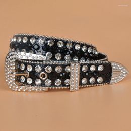 Belts Rhinestone PU Belt Women Punk Goth Fashion Beads Europe Wide Long Dancing Flash Shiny Studded For Cowboy Cowgirl