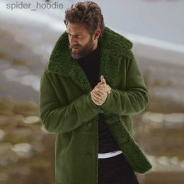 Men's Wool Blends Cotton Warm Thick Long Sleeve Men Top Big Size Peacoat Windbreaker Mens Overcoat Male Blend Coat Casual Winter Snow Green Jacket L230919