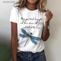 Women's Blouses Shirts Women's T Shirts Women's T-Shirt 3d Dragonfly Printed Girls Top Street O-Neck Short Sleeve Fashion Tee Summer Casual Shirt For Ladies L230919