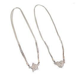 Pendant Necklaces Sparkling Magnetic Necklace With Zirconia Star And Heart Charm Dainty Tiny Chain Choker Beauty Clavicle Jewellery