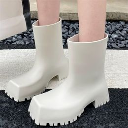 Boots Rainboots Boots Women Slip-On Ankle Boots Fashion Platform Short Shoes Non-slip Waterproof Boots for Women Rain Booties 230918