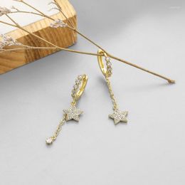 Stud Earrings Exquisite Luxury Gold Color Star Tassels Drop Earring 2023 Elegant Lady Asymmetric Zircon For Women Wedding Jewelry