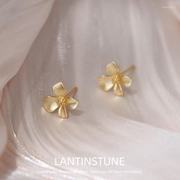 Stud Earrings Exquisite Gold Color Cape Jasmine Flower For Women Vintage Elegant Design Gardenia Jasminoides Party Jewelry N661