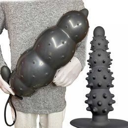 Adult Massager Biggest 12cm Inflate Anal Plug Huge Buttplug Dildo Spike Stimulate Sex for Women/men Masturbators Big Goods