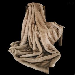 Blankets Luxury Faux Fur Blanket European Home Decoration Fluffy Shaggy Sofa Bedspread Warm Bedding Sheet Cosy Throw Drop Delivery Otabj