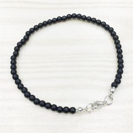 MG0138 Whole Black Onyx Anklet Handamde Natural Stone Mala Beads Anklet 4 mm Mini Gemstone Jewelry193h