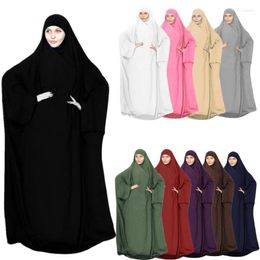 Ethnic Clothing Muslim Ladies Hijab Robe Summer Autumn Dress Worship Service Clothes Islamic Hooded Full Cover Arab Kaftan