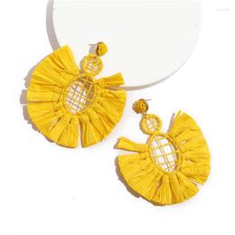 Dangle Earrings Bohemia Raffia Paper Drop Women Trendy Exaggerated Big Tassel Pendant Summer Party Jewellery Gifts