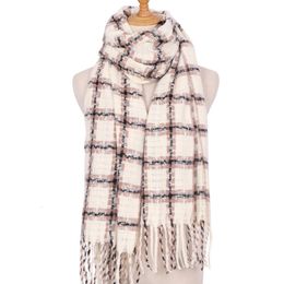 Scarves Luxury brand scarf women s winter warmth high end fashion plaid thickened acrylic shawl brown long 230919