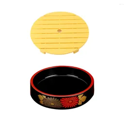 Dinnerware Sets Sushi Plate Wooden Tray Round Household Serving Multi-function Accessory Mixing Bowl Desktop Dish Abs Sashimi Supply