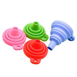 Silicone Foldable tools Funnel Mini Silicones Collapsible Style Folding Portable Funnels Be Hung Kitchen Tool SN6265
