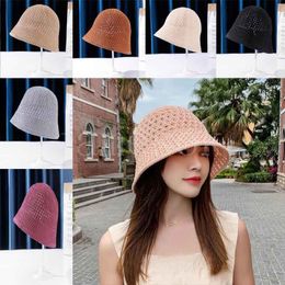 Wide Brim Hats Spring Summer Breathable Knitted Bucket Cap for Women Simple Design Fashion Fisherman's Basin Hat Accessories df275