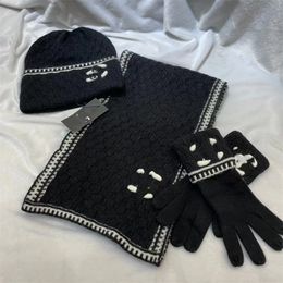 2023 New Winter Wool Warm Scarf Hat Glove Set Luxury Fashion Casual Scarf Men's and Women's Designer Brand Classic Letter Hat GloveA3388