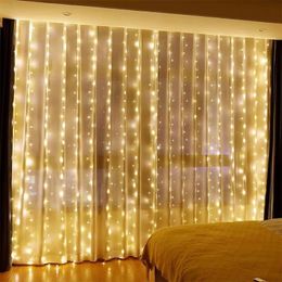 Other Event Party Supplies 3x34x36x3m LED Curtain String Lights Christmas Garland Fairy Light Festoon Led Wedding Home Bedroom Decoration Lighting 230919