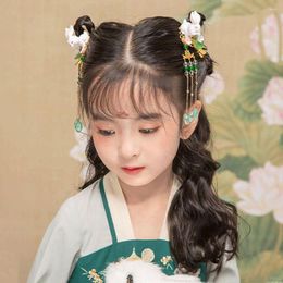 Hair Accessories Headwear Flower Ancient Tassel Pearl Style Hairpin Children Chinese Hanfu
