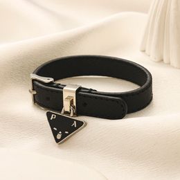 Designer Leather Bracelet Bangle Charm Wrist strap Women Luxury Bracelets Letter Jewellery Wristband Cuff Triangle Pendant gift