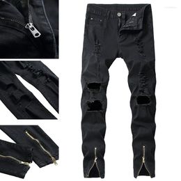 Men's Jeans Slim-fit Denim Trousers Spring And Autumn Style Korean Version Of The Trend Ripped Pants Retro Distressed