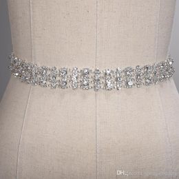 Handmade Crystal Wedding Belts Golden Silver Rhinestone Wedding Dress Belt Formal Wedding Accessories Bridal Ribbon Sash Belt CPA1277A