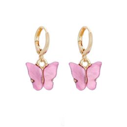 Dangle Chandelier Update Arylic Butterfly Earrings Colored Ear Ring Clip Women Fashion Jewelry Drop Delivery Dhpjs