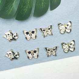 Charms 10pcs Alloy Cartoon Skull Butterfly Halloween Earrings Pendant DIY Keychain Necklace For Jewellery Making