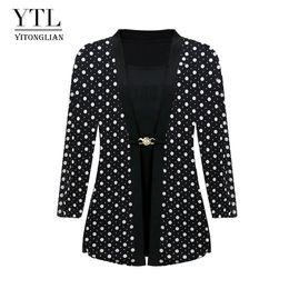 Women's Plus Size TShirt Yitonglian Vintage Polka Dot Blouse Elegant Casual Tops for Work Long Sleeve Shirt H414D 230919