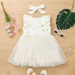 Girl Dresses Girls Dress Summer Sleeveless Star Sequins Children Sweet Party Mesh Princess