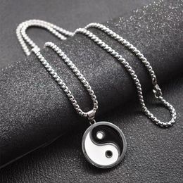 Pendant Necklaces Fashion Men Hip Hop Stainless Steel Yin Yang Necklace Black White Boy Women Chain Jewellery Gifts