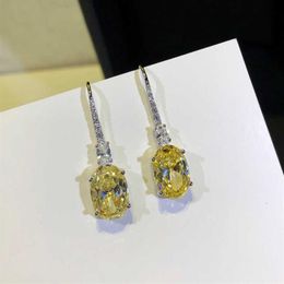 Brands Pure 925 Silver Fashion Jewelery Woman Yellow Stone Earrings Geisha Dream Party High Quality Water Drop Jewelry253Z