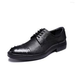 Dress Shoes PUGETE Import South Africa Ostrich Leather Men Male Fashion Leisure Wear-resisting