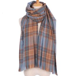 Scarves 2023 Plaid Scarf Women Winter Shawl Soft Cashmere Warm Luxury Brand Custom Neck Protection Present mulher 230919