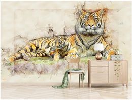 Wallpapers 3d Wall Murals Wallpaper For Living Room Modern Abstract Creative Animal Tiger Home Decor Po Walls 3 D