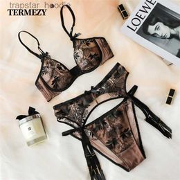 Bras Sets TERMEZY Women Underwear Lingerie Set Sexy Bra Brief Sets Push up Transparent Lace Embroidery Unlined Thin Lingerie 211104 L230919