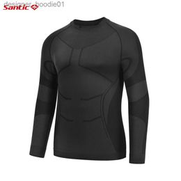 Women's Thermal Underwear Santic Men Cycling Thermal Underwear Long Sleeve Winter Keep Warm Clothing Sports Running Long Sleeve Underwea L230919