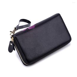 Wallets Pocket Clutch Long Purse Portable Floral Pattern Anti Theft Fashion Cell Phone PU Leather Women Wallet Card Slots Zip Around