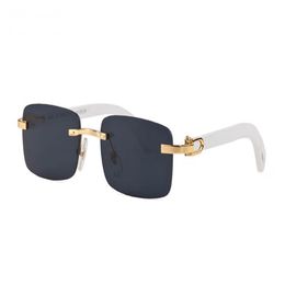 Luxuriöse Designer-Sonnenbrillen, Brillengestelle, Bügel mit Pantherköpfen, Metall, rahmenlos, Vollrand, halbrandlos, rechteckige Form fo306c