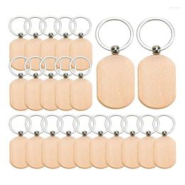 Keychains 70 PCS Portable Wooden Keychain Blanks Wood Key Chain Unfinished Rectangle Round Tag For DIY Crafts