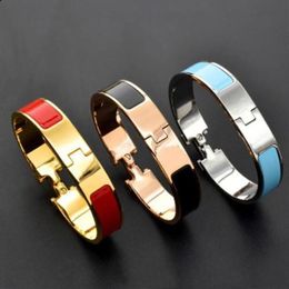 12mm gold silver Bracelet Bangle for Women fashion Designer Bracelets Jewellery Titanium Steel Wristband 31 enamel colors242a