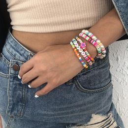 Charm Bracelets Trending Products Ethnic Style Personalised Bracelet Suit Soft Pottery Letters Beads Colourful Accessories Beach Resort