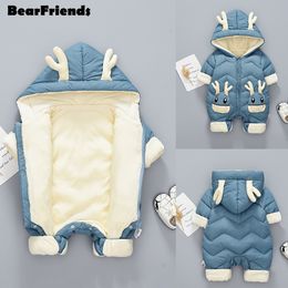 Down Coat 2023 born Baby Girl clothes Winter Snowsuit Plus Velvet Thick Boys Jumpsuit 0 3 Years Romper boy Overalls Toddler 230918