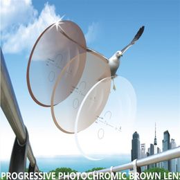 Prescription Pochromic Brown Grey progressive lens 1 56 HMC EMI 12mm&14mm corridor muti-focus prescription glasses for optical 2376