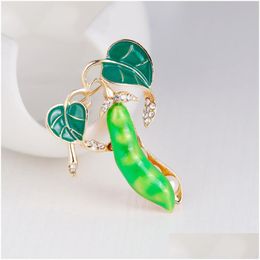 Pins Brooches Crystal Pearl Bean Pod Brooch Pin Business Suit Tops Coat Cor Rhinestone For Women Men Fashion Jewellery Drop Delivery Dhl0I