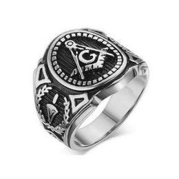 Men's Vintage Masonic Ring mason Symbol Member Gold Stainless Steel Punk Mason Jewelry Size 7- 142758