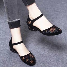Dress Shoes 2023 For Women Spring And Autumn Pumps Mixed Colours Round Toe Chunky Heel Shallow Mouth Zapatillas De Mujer