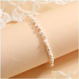 Charm Bracelets Women Fresh Water Pearl Bracelet Freshwater Ctured Natural Baroque Jewelry Bangle Adjustable Drop Delivery Dhqnn