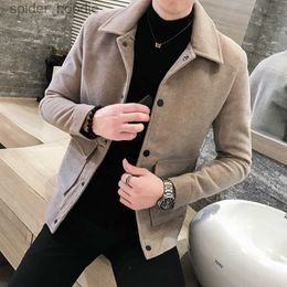 Men's Wool Blends 2024 Brand Clothing Men's High Quality Slim Fit Woollen Jackets/Male Leisure Fashion Winter Keep Warm Coats S-3XL L230919